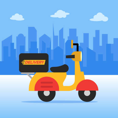 Delivery service with scooter vector illustrationのイラスト素材
