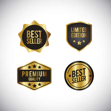Set of golden badge promotion saleのイラスト素材