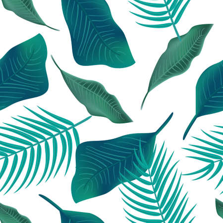 Tropical leaves seamless patternのイラスト素材