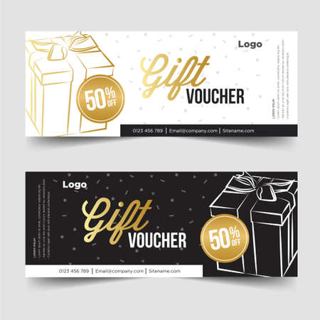 Gift Voucher template with gold and black background colourのイラスト素材
