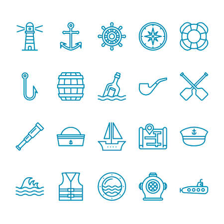 Nautical Outline Icon Setのイラスト素材