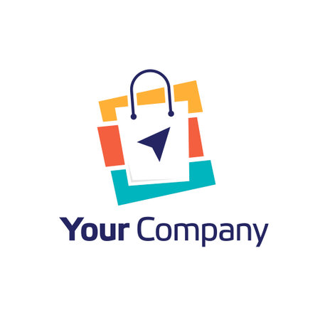 Online Shop Logo Design Template Vector Illustrationのイラスト素材