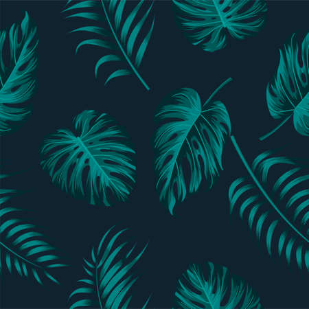 Tropical leaves, jungle leaves seamless floral pattern backgroundのイラスト素材