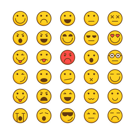 Emoticons Filled outline icon setのイラスト素材