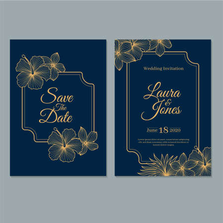 Wedding Invitation Card template, with leaf & floral backgroundのイラスト素材