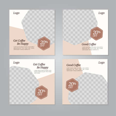 Coffee Shop social media banner post design templateのイラスト素材