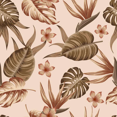 Floral seamless pattern with leaves. tropical backgroundのイラスト素材