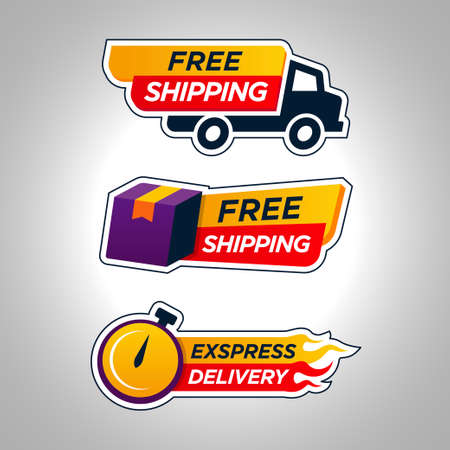 Set of Free shipping Badge Iconのイラスト素材