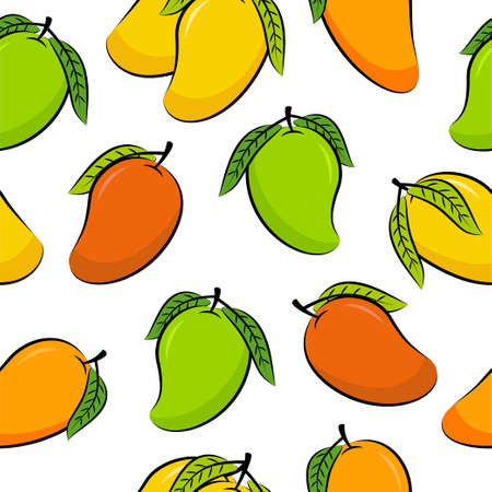 Mango fruit seamless patternのイラスト素材