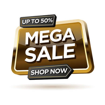 Mega Sale banners with black gold for salesのイラスト素材