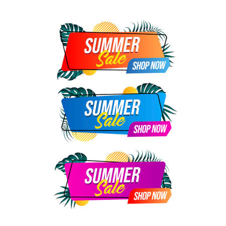Summer sale banner with leavesのイラスト素材