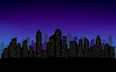 silhouette of city skyline view backgroundのイラスト素材