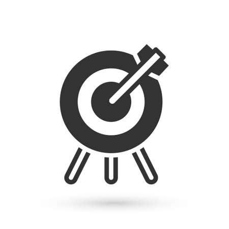 Grey Target financial goal concept icon isolated on white background. Symbolic goals achievement, success. Vectorのイラスト素材