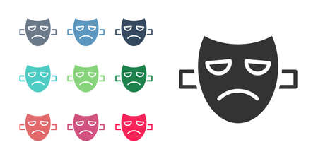 Black Drama theatrical mask icon isolated on white background. Set icons colorful. Vectorのイラスト素材