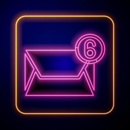 Glowing neon Mail and e-mail icon isolated on black background. Envelope symbol e-mail. Email message sign. Vectorのイラスト素材