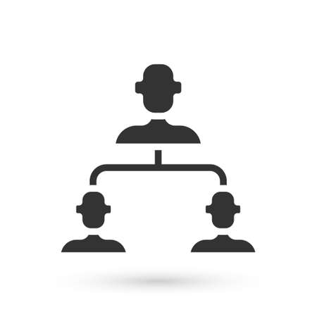 Grey Business hierarchy organogram chart infographics icon isolated on white background. Corporate organizational structure graphic elements. Vectorのイラスト素材