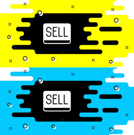 White Sell button icon isolated on black background. Financial and stock investment market concept. Vectorのイラスト素材