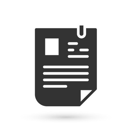 Grey Resume icon isolated on white background. CV application. Searching professional staff. Analyzing personnel resume. Vectorのイラスト素材