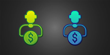 Green and blue Business investor or capital providers icon isolated on black background. Vectorのイラスト素材