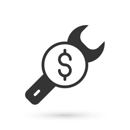 Grey Repair price icon isolated on white background. Dollar and wrench. Vectorのイラスト素材