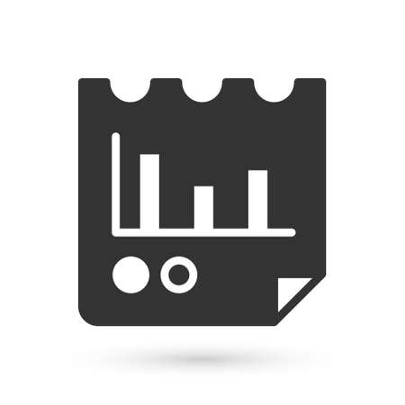 Grey Document with graph chart icon isolated on white background. Report text file icon. Accounting sign. Audit, analysis, planning. Vectorのイラスト素材