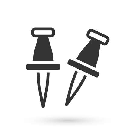 Grey Push pin icon isolated on white background. Thumbtacks sign. Vectorのイラスト素材
