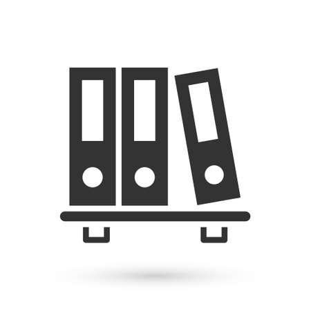 Grey Office folders with papers and documents icon isolated on white background. Office binders. Archives folder sign. Vectorのイラスト素材