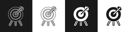 Set Target financial goal concept icon isolated on black and white background. Symbolic goals achievement, success. Vectorのイラスト素材