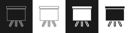 Set Chalkboard icon isolated on black and white background. School Blackboard sign. Vectorのイラスト素材