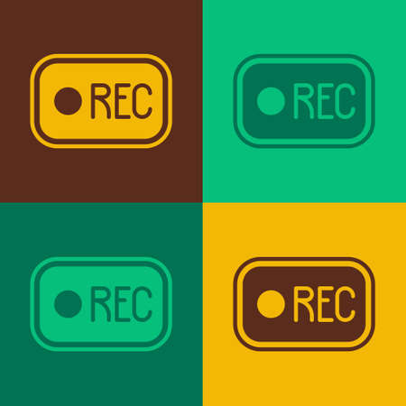Pop art Record button icon isolated on color background. Rec button. Vectorのイラスト素材