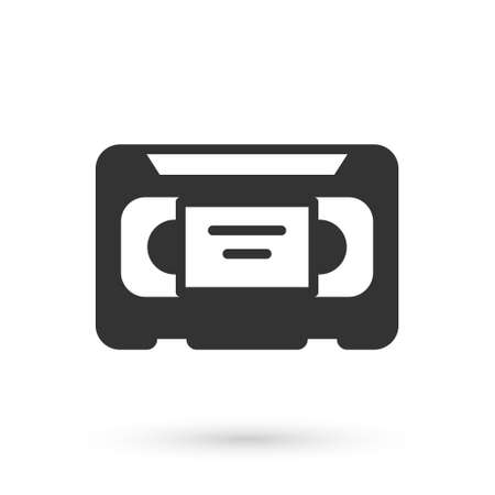 Grey VHS video cassette tape icon isolated on white background. Vectorのイラスト素材