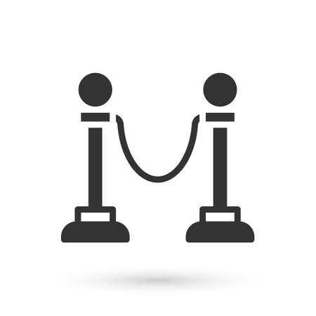 Grey Rope barrier icon isolated on white background. VIP event, luxury celebration. Celebrity party entrance. Vectorのイラスト素材