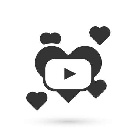 Grey Romantic movie icon isolated on white background. Love film. Vectorのイラスト素材