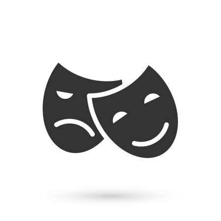Grey Comedy and tragedy theatrical masks icon isolated on white background. Vectorのイラスト素材