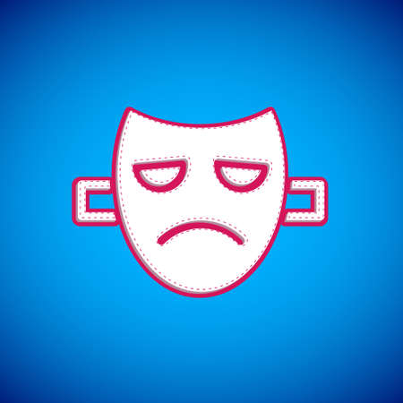 White Drama theatrical mask icon isolated on blue background. Vectorのイラスト素材