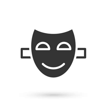 Grey Comedy theatrical mask icon isolated on white background. Vectorのイラスト素材
