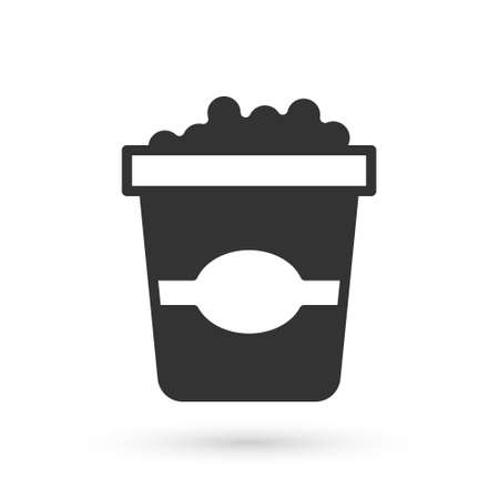 Grey Popcorn in cardboard box icon isolated on white background. Popcorn bucket box. Vectorのイラスト素材