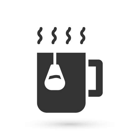 Grey Cup of tea with tea bag icon isolated on white background. Vectorのイラスト素材