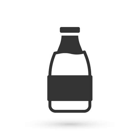 Grey Closed glass bottle with milk icon isolated on white background. Vectorのイラスト素材
