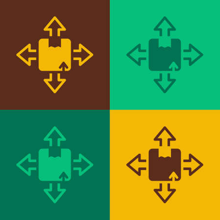 Pop art Carton cardboard box icon isolated on color background. Box, package, parcel sign. Delivery and packaging. Vectorのイラスト素材