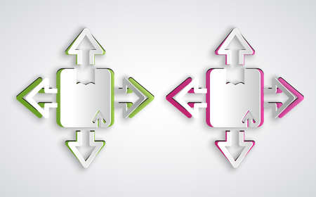 Paper cut Carton cardboard box icon isolated on grey background. Box, package, parcel sign. Delivery and packaging. Paper art style. Vectorのイラスト素材