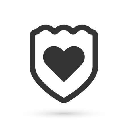 Grey Immune system icon isolated on white background. Medical shield. Vectorのイラスト素材