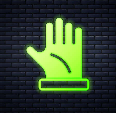 Glowing neon Beekeeper glove icon isolated on brick wall background. Vectorのイラスト素材