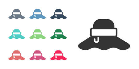 Black Fisherman hat icon isolated on white background. Set icons colorful. Vectorのイラスト素材