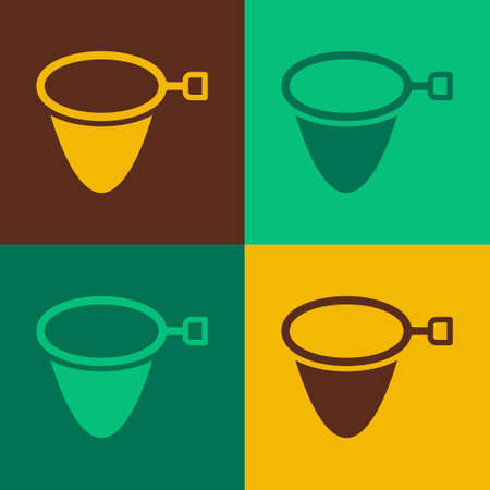 Pop art Fishing net icon isolated on color background. Fishing tackle. Vectorのイラスト素材