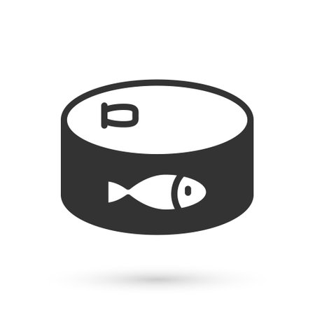 Grey Canned fish icon isolated on white background. Vectorのイラスト素材