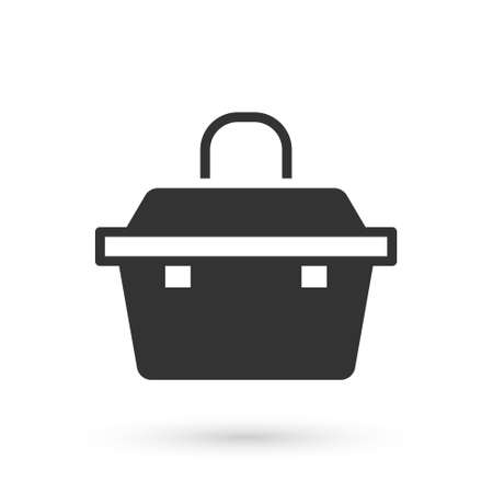 Grey Case or box container for wobbler and gear fishing equipment icon isolated on white background. Fishing tackle. Vectorのイラスト素材