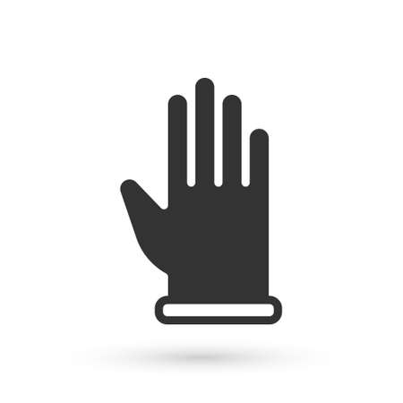 Grey Rubber gloves icon isolated on white background. Latex hand protection sign. Housework cleaning equipment symbol. Vectorのイラスト素材