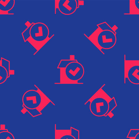 Red Home cleaning service concept icon isolated seamless pattern on blue background. Building and house. Vectorのイラスト素材