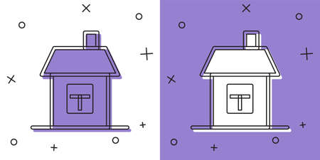 Set House icon isolated on white and purple background. Home symbol. Vectorのイラスト素材